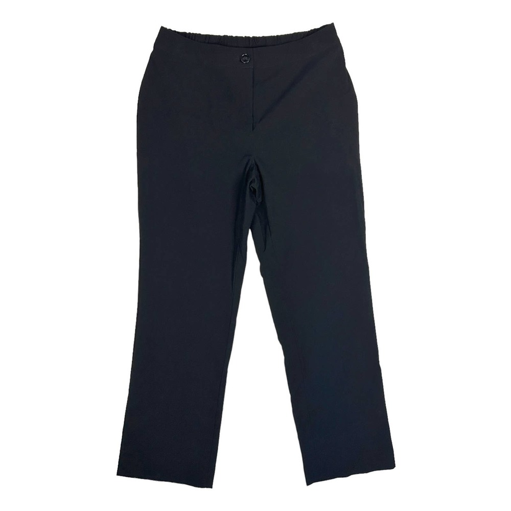 Susan Graver Size 4P Petite Pants Front Zip Pleated Pockets Elastic Waist Black